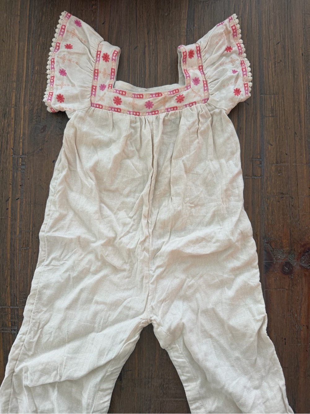 Old Navy Cream One-Piece with Pink Embroidery